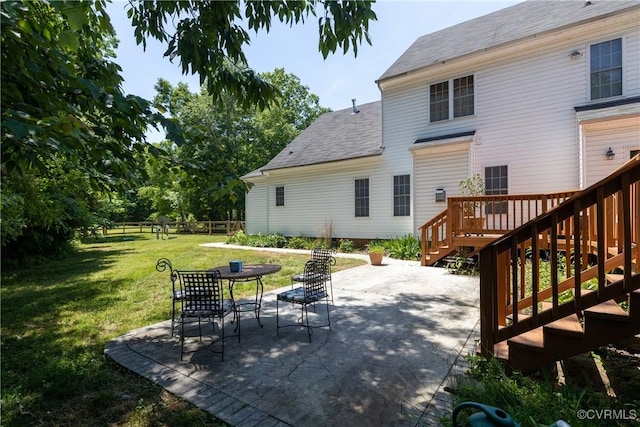 8401 Bethia Rd, Chesterfield, VA 23832 - back of house featuring a patio area, a shingled roof, stairway, and a deck