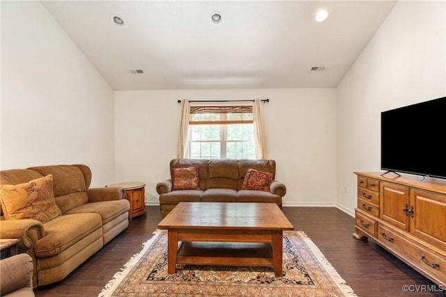 8401 Bethia Rd, Chesterfield, VA 23832 - living room with dark wood-style flooring, baseboards, and recessed lighting