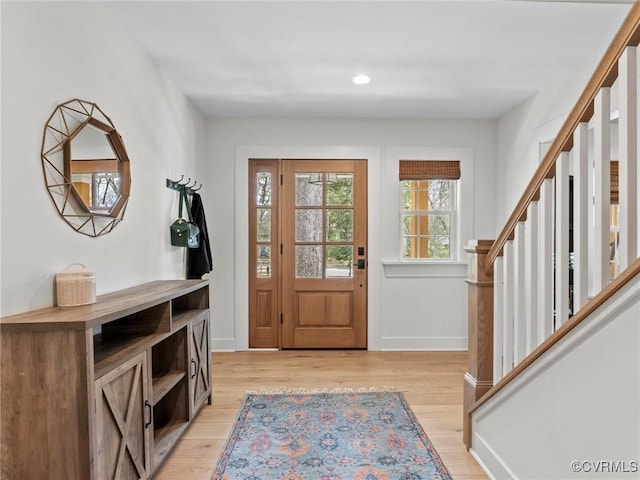 200 N Ridge Rd, Henrico, VA 23229 - entrance foyer with stairs, light wood-style flooring, recessed lighting, and baseboards