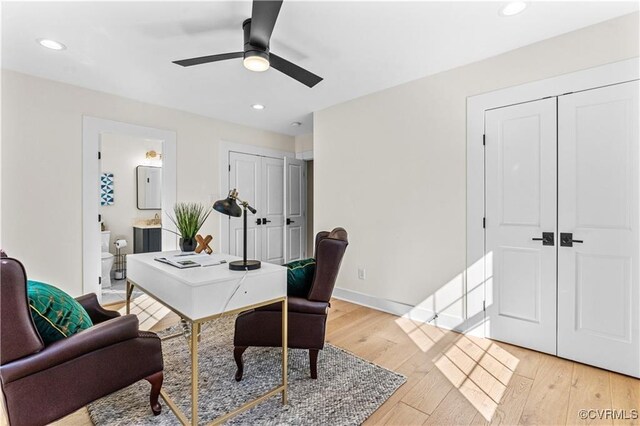200 N Ridge Rd, Henrico, VA 23229 - home office featuring light wood finished floors, ceiling fan, recessed lighting, and baseboards