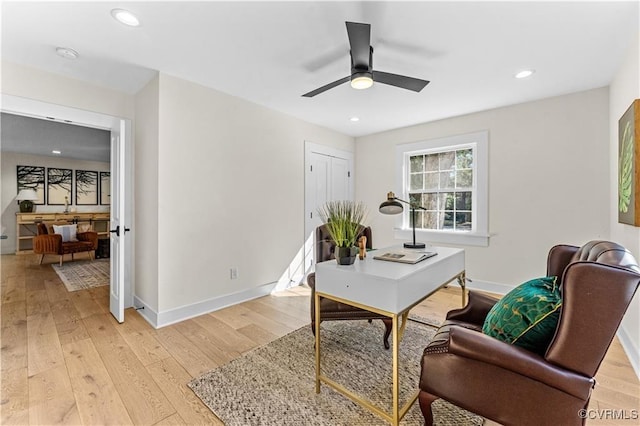 200 N Ridge Rd, Henrico, VA 23229 - office space featuring light wood-type flooring, ceiling fan, baseboards, and recessed lighting