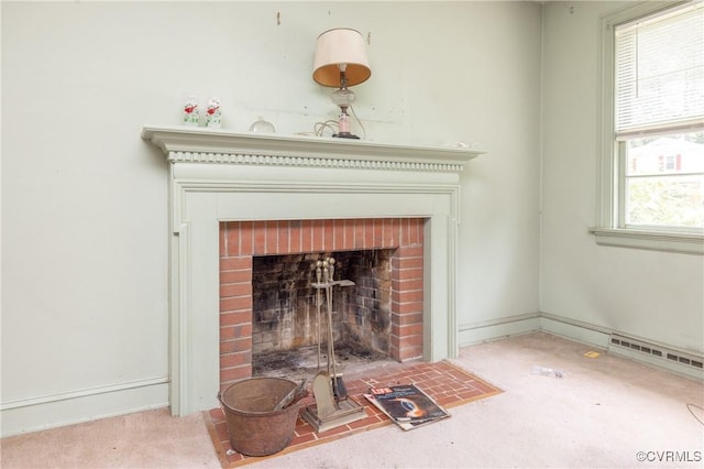 8912 Michaux Ln, Henrico, VA 23229 - detailed view of a brick fireplace and carpet floors