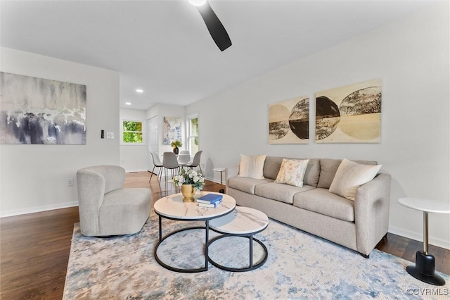 5314 Marian St, Richmond, VA 23226 - living area with wood finished floors, ceiling fan, baseboards, and recessed lighting