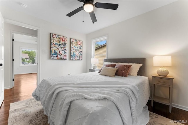 5314 Marian St, Richmond, VA 23226 - bedroom with wood finished floors, baseboards, and a ceiling fan