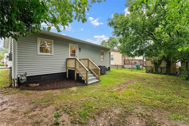 5314 Marian St, Richmond, VA 23226 - rear view of house with crawl space and central AC