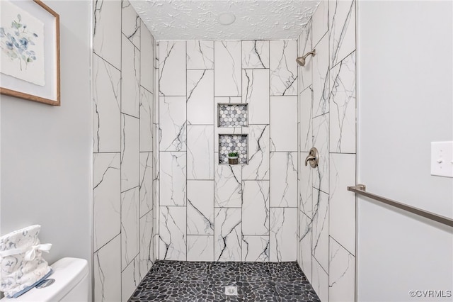 2039 Richmond Ave, Petersburg, VA 23803 - full bathroom with tiled shower, toilet, and a textured ceiling
