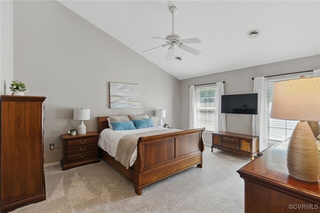 3700 Milbranch Pl, Henrico, VA 23233 - bedroom with lofted ceiling, light colored carpet, baseboards, and a ceiling fan