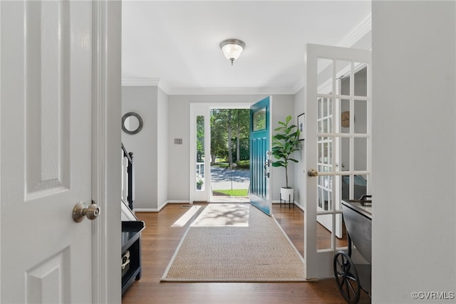 3700 Milbranch Pl, Henrico, VA 23233 - foyer featuring crown molding, wood finished floors, french doors, and baseboards