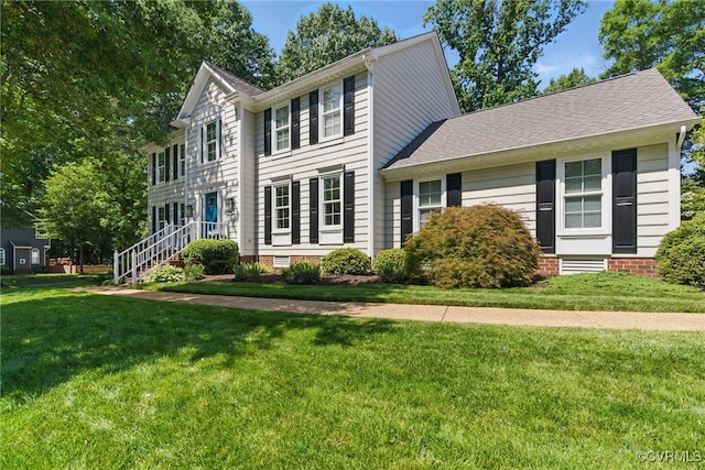 3700 Milbranch Pl, Henrico, VA 23233 - colonial house with a front lawn, crawl space, and a shingled roof