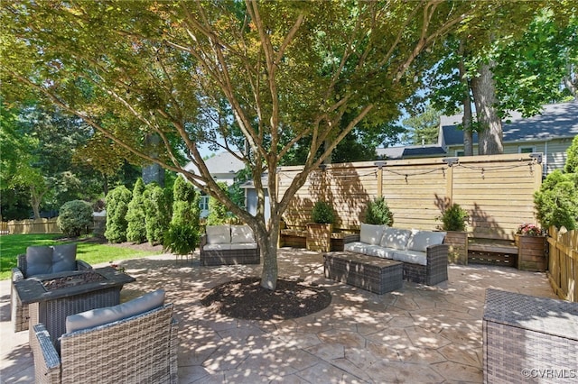 3700 Milbranch Pl, Henrico, VA 23233 - fenced backyard featuring outdoor lounge area and a patio