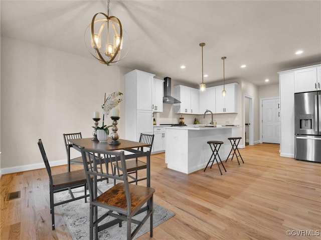 30307 Victoria Way, Petersburg, VA 23805 - dining room featuring baseboards, light wood-type flooring, a chandelier, and recessed lighting