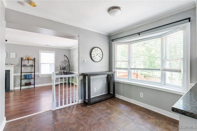 2207 Turtle Hill Cir, Midlothian, VA 23112 - dining room featuring ornamental molding, baseboards, and a fireplace
