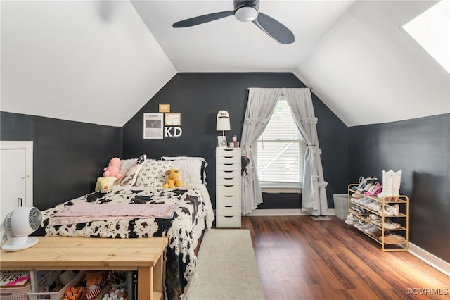 2207 Turtle Hill Cir, Midlothian, VA 23112 - bedroom featuring wood finished floors, a ceiling fan, lofted ceiling, and baseboards