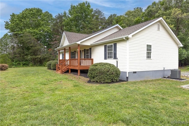 5 Walters Way, Bumpass, VA 23024 - view of side of property with covered porch, a yard, roof with shingles, and crawl space