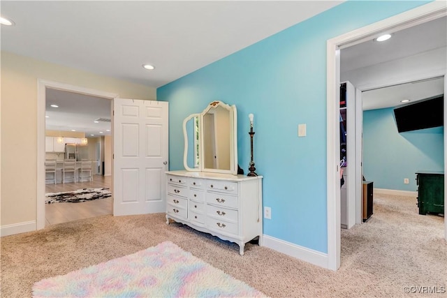 8118 Mimosa Hill Ln, Mechanicsville, VA 23116 - bedroom with carpet flooring, recessed lighting, and stainless steel fridge