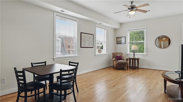 1901 E Broad St Unit U31, Richmond, VA 23223 - dining area featuring light wood-type flooring, baseboards, and ceiling fan