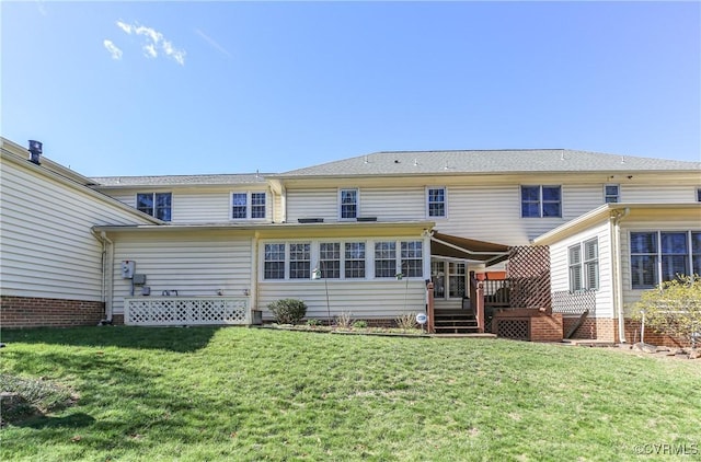 10003 Four Iron Ct, Fredericksburg, VA 22408 - back of house featuring a wooden deck and a yard