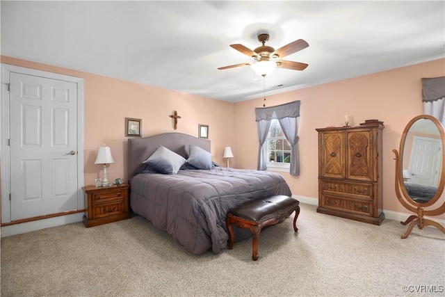 10003 Four Iron Ct, Fredericksburg, VA 22408 - bedroom featuring light carpet, ceiling fan, and baseboards
