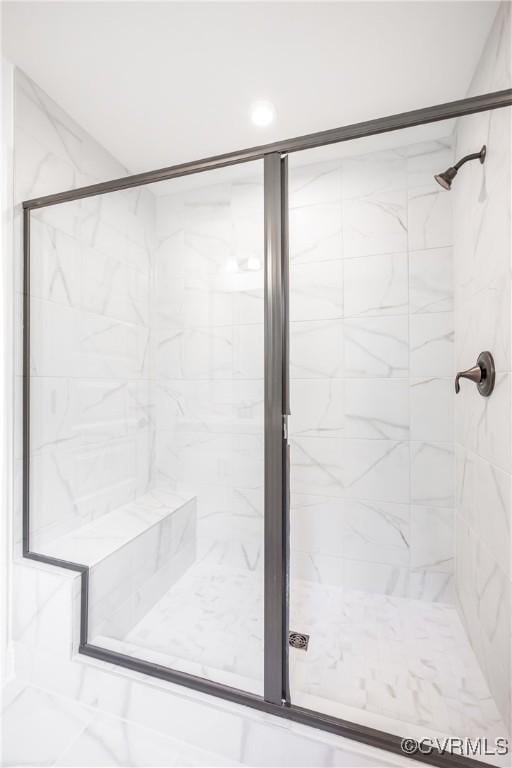 18713 Palisades Cove Trl, Moseley, VA 23120 - bathroom featuring a marble finish shower