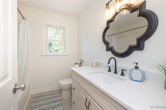 13119 Glenmeadow Ct, Midlothian, VA 23114 - full bathroom with vanity, toilet, tile patterned floors, baseboards, and a shower with shower curtain