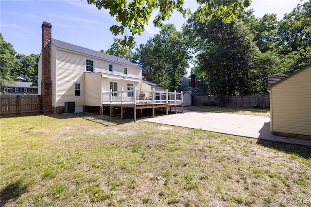 13119 Glenmeadow Ct, Midlothian, VA 23114 - back of house featuring cooling unit, a chimney, a patio, and a wooden deck