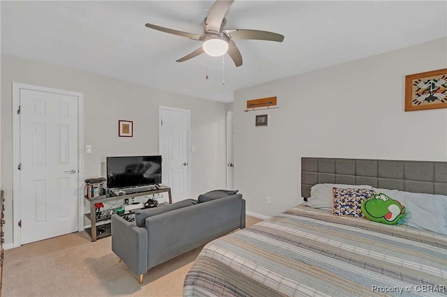 802 Westgate Ct, Newport News, VA 23602 - bedroom with light colored carpet, a ceiling fan, and baseboards