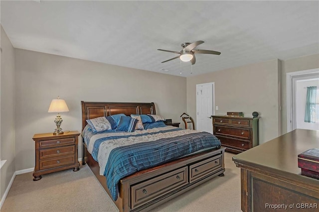 802 Westgate Ct, Newport News, VA 23602 - bedroom with light colored carpet, baseboards, and ceiling fan
