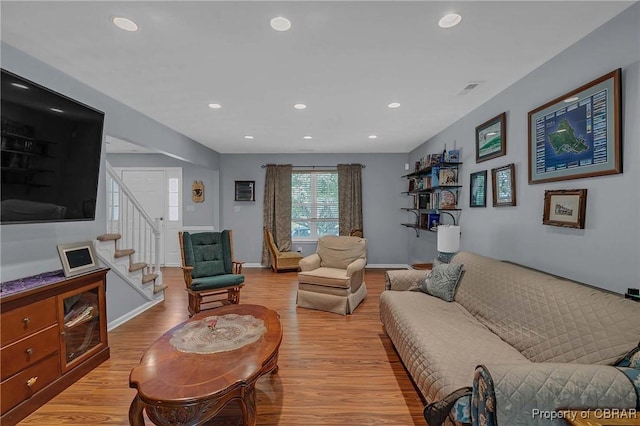 802 Westgate Ct, Newport News, VA 23602 - living area featuring light wood-style flooring, stairway, recessed lighting, and baseboards