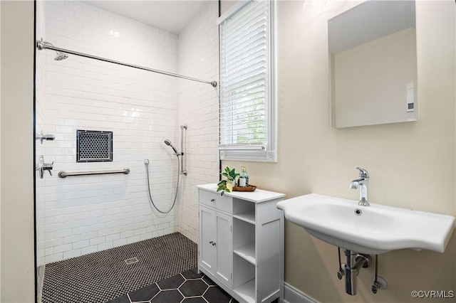 3904 Ambergrove Ave, Chesterfield, VA 23236 - full bathroom with tiled shower, a sink, and tile patterned flooring