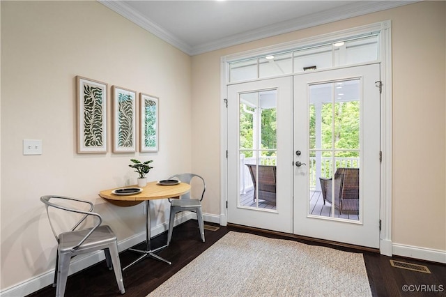 3904 Ambergrove Ave, Chesterfield, VA 23236 - entryway with dark wood-style flooring, ornamental molding, baseboards, and french doors