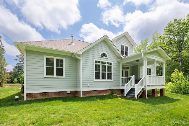 3904 Ambergrove Ave, Chesterfield, VA 23236 - back of property featuring a porch, a lawn, and roof with shingles
