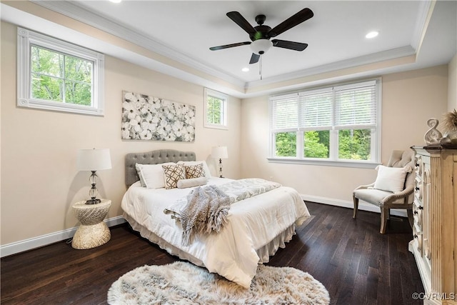 3904 Ambergrove Ave, Chesterfield, VA 23236 - bedroom with a raised ceiling, dark wood-type flooring, crown molding, baseboards, and recessed lighting