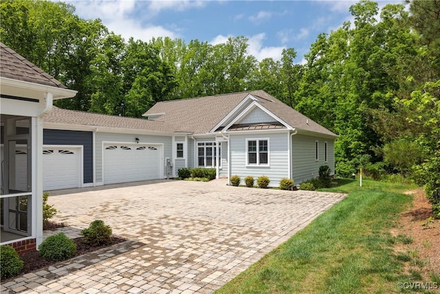 3904 Ambergrove Ave, Chesterfield, VA 23236 - ranch-style home with a garage, driveway, a front yard, and a shingled roof