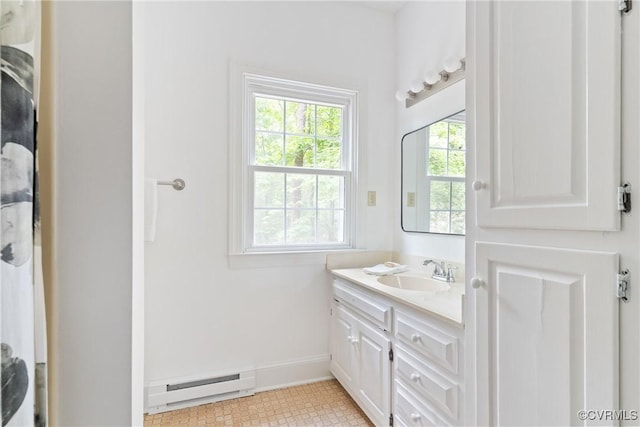 4204 Poplar Grove Ter, Chesterfield, VA 23112 - bathroom with a baseboard radiator, vanity, and tile patterned floors