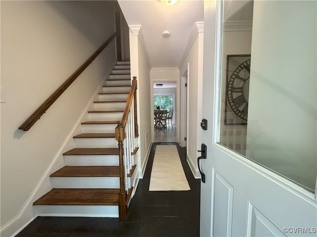 4204 Poplar Grove Ter, Chesterfield, VA 23112 - stairs featuring crown molding and tile patterned floors