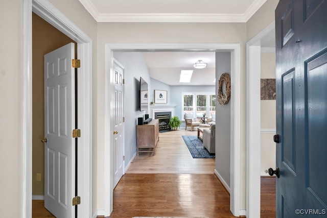 15300 Houndmaster Cir, Midlothian, VA 23112 - corridor with wood finished floors, ornamental molding, and baseboards