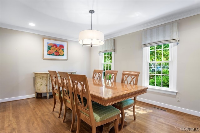 2020 Running Brook Ln, Midlothian, VA 23113 - dining space featuring ornamental molding, baseboards, wood finished floors, and recessed lighting