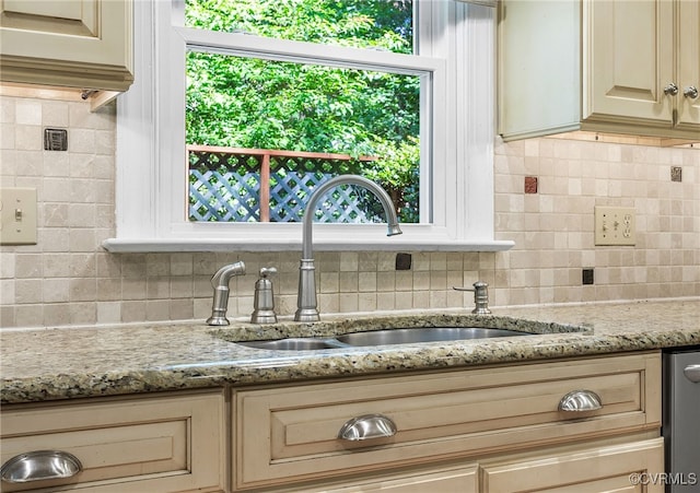2020 Running Brook Ln, Midlothian, VA 23113 - kitchen with a sink, backsplash, and light stone countertops