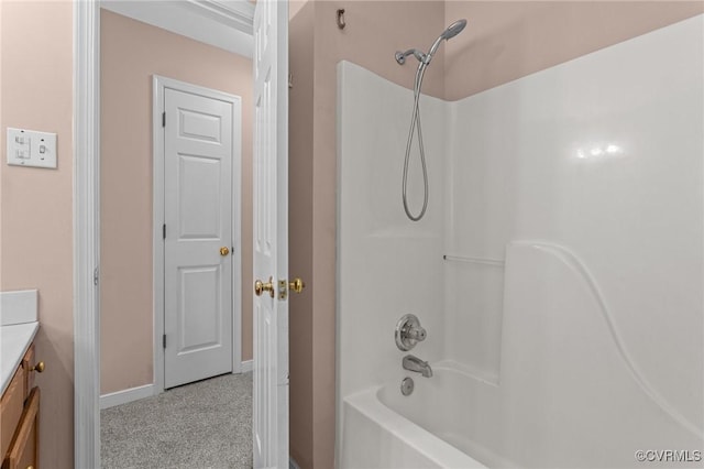 6730 Bryanbell Dr, North Chesterfield, VA 23234 - bathroom with vanity, bathing tub / shower combination, and baseboards