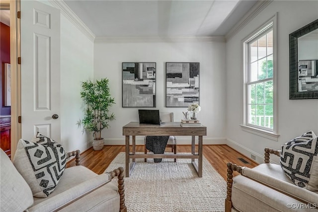 3330 Handley Rd, Midlothian, VA 23113 - home office featuring wood finished floors, baseboards, and crown molding
