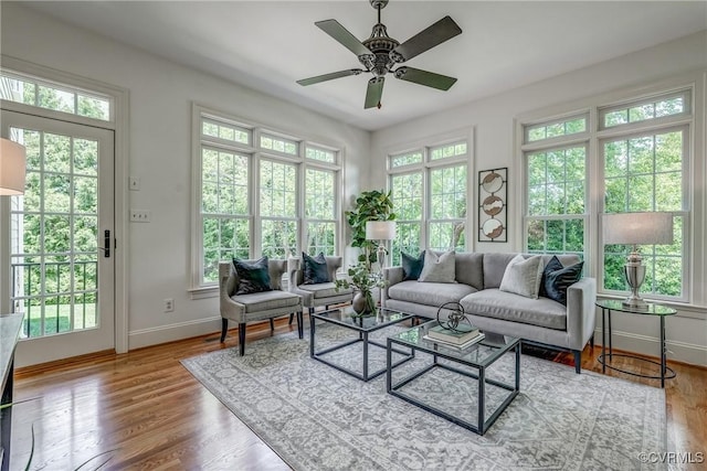 3330 Handley Rd, Midlothian, VA 23113 - living area with baseboards, ceiling fan, and wood finished floors