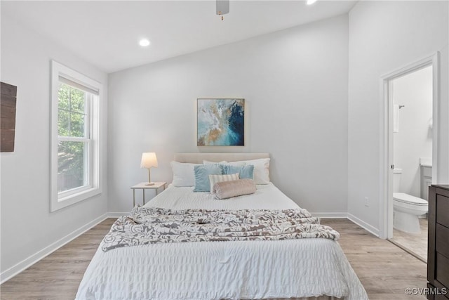 1117 N 31st St, Richmond, VA 23223 - bedroom featuring light wood-style flooring, ensuite bath, recessed lighting, and ceiling fan