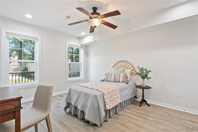 1117 N 31st St, Richmond, VA 23223 - bedroom featuring light wood-type flooring, recessed lighting, and ceiling fan