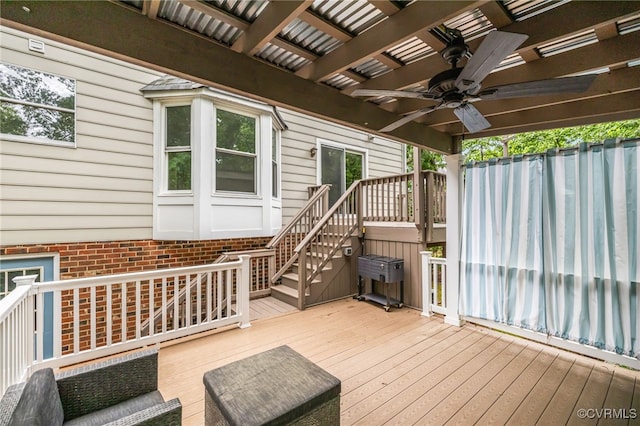 9645 Benbow Rd, North Chesterfield, VA 23235 - deck with a ceiling fan and stairs