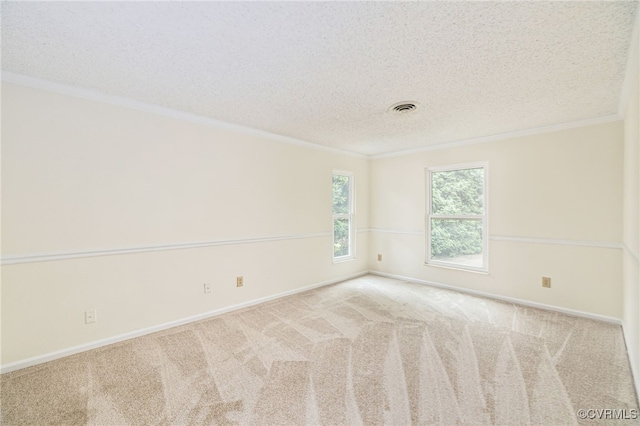 9645 Benbow Rd, North Chesterfield, VA 23235 - carpeted spare room featuring a textured ceiling, crown molding, and baseboards