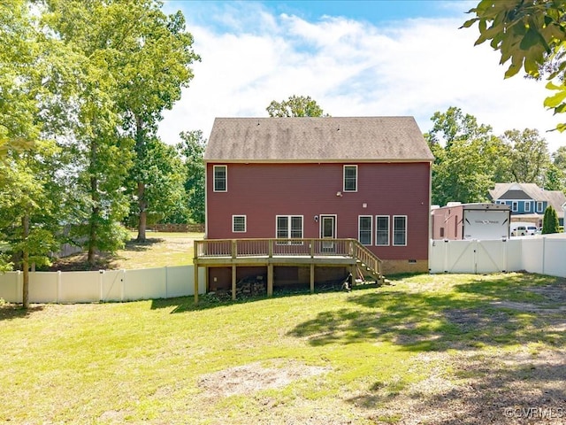 11660 Oakrise Pl, New Kent, VA 23124 - rear view of house featuring a gate, a wooden deck, stairway, and crawl space