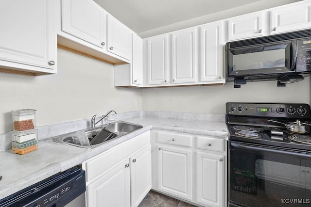 3517 Briel St Unit U10, Richmond, VA 23223 - kitchen featuring black appliances, white cabinetry, light countertops, and a sink