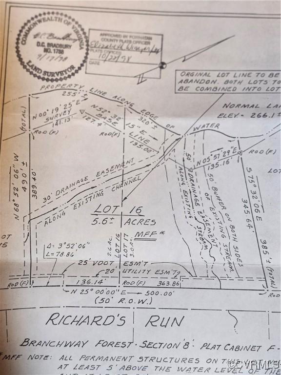 3567 Richards Run, Powhatan, VA 23139 - survey map / technical document