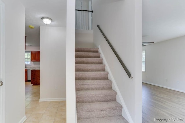1928 Box St, Hampton, VA 23661 - staircase featuring baseboards