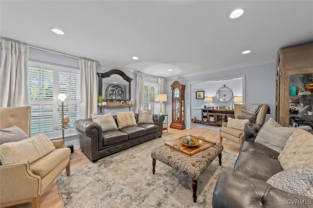 905 Manakin Rd, Midlothian, VA 23113 - living area with wood finished floors, healthy amount of natural light, recessed lighting, and ornamental molding